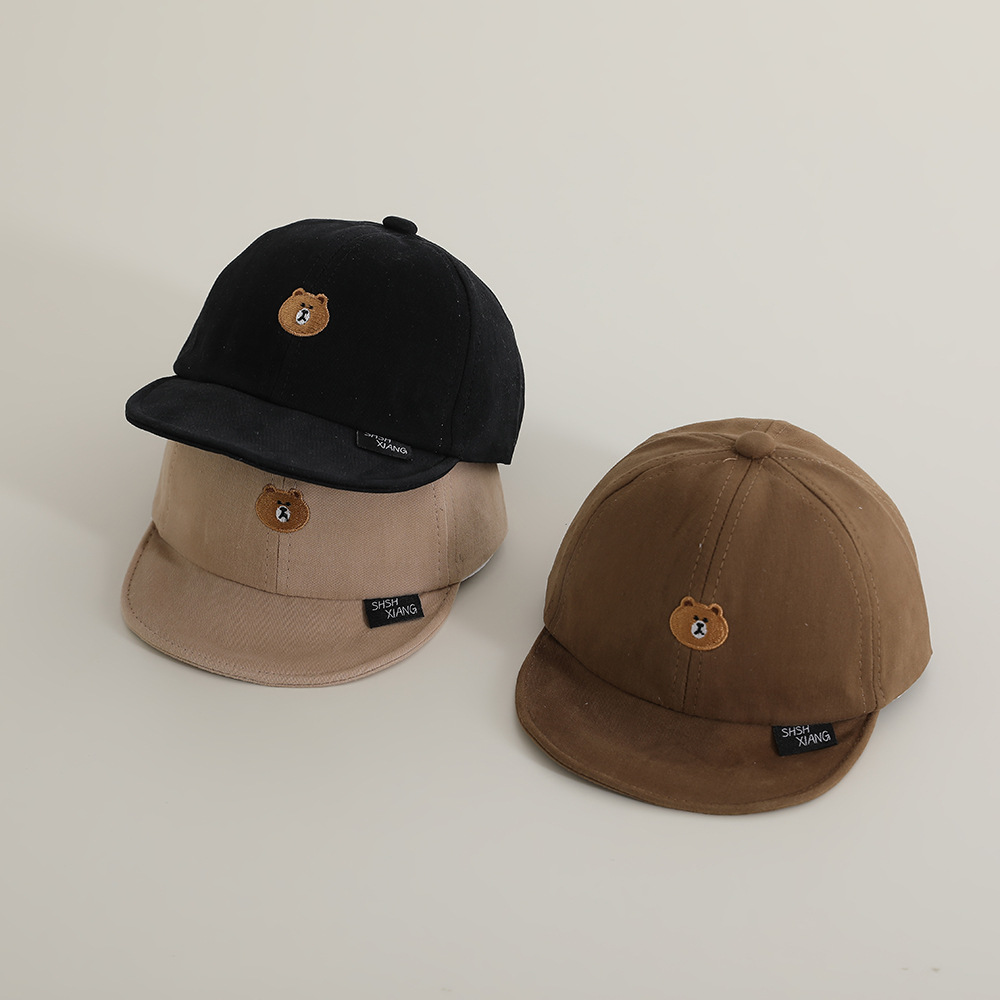 Sombrero de lengua de goma suave para bebés coreanos primavera y otoño lindo oso bordado sombrero de tapa suave para bebés bebés sombrero de béisbol otoño