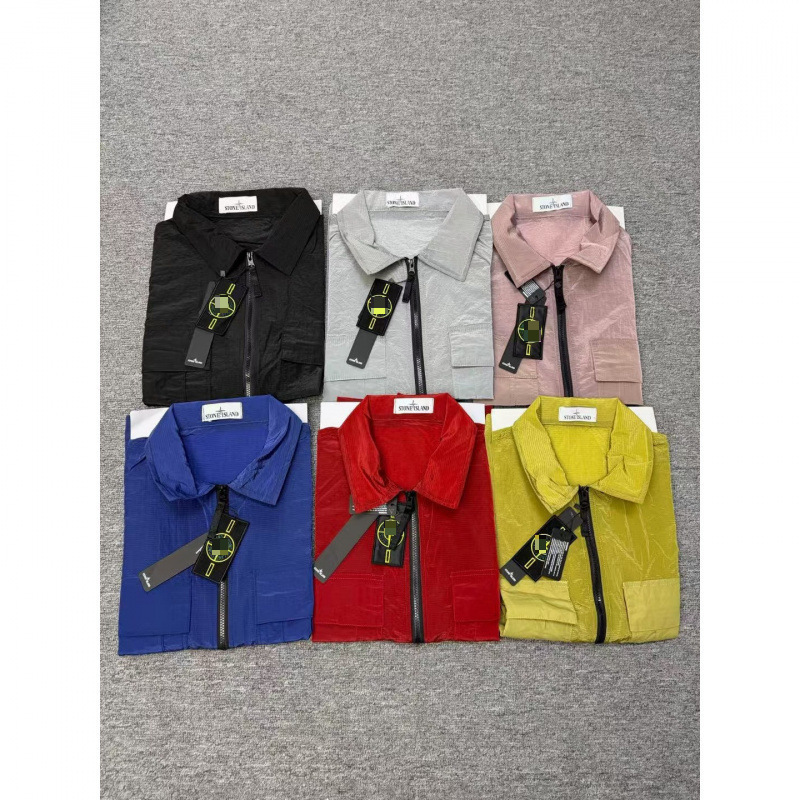 Cross-Border Ston Stone Island Metal Mesh Shirt Jacket Zip-Up Cardigan Casual Loose Fit Unisex Style Cross-Border Ston Stone Island Metal Mesh Shirt Jacket Zip-Up Cardigan Casual Loose Fit Unisex Style
