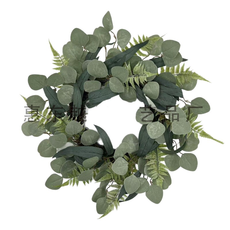 国境を越えたアマゾンのシミュレーションユーカリの葉の花輪の家の装飾春のイースターの装飾用品|undefined