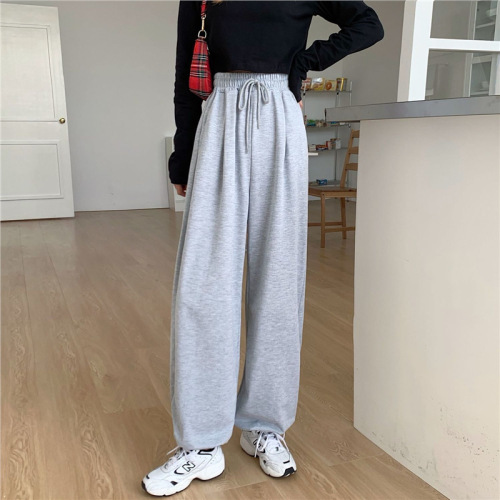 New  Spring and Autumn Large Size Loose Solid Color Ankle Length Wide Leg Pants Inspired by Instagram Trendy Student Sporty Casual Pants