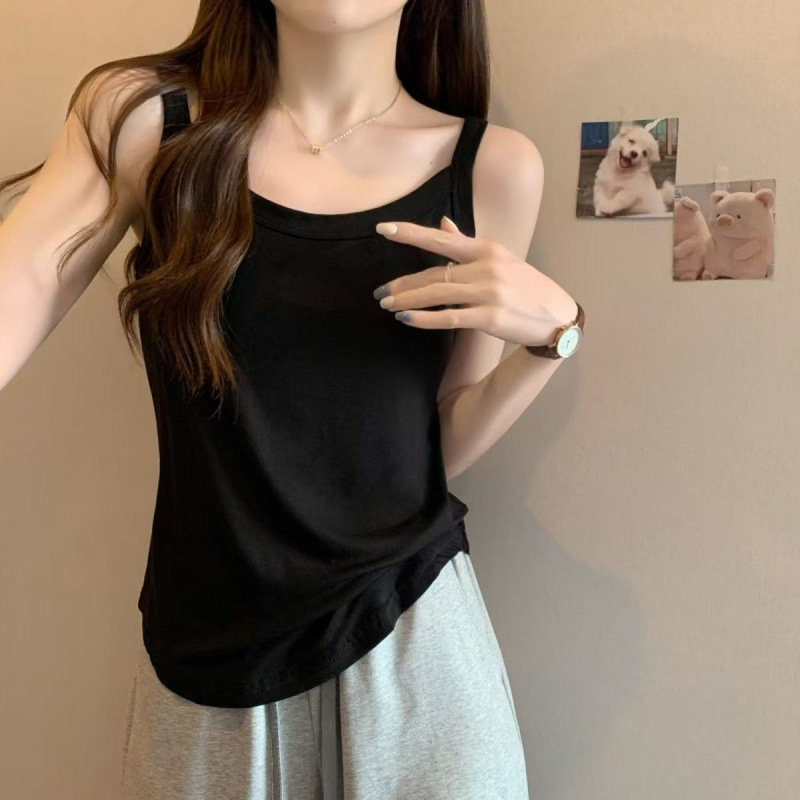 plus size chubby girl Black Camisole Women's Spring and Summer Inner Sleeveless Base Shirt Outer Wear Commuter All-match Design Sense