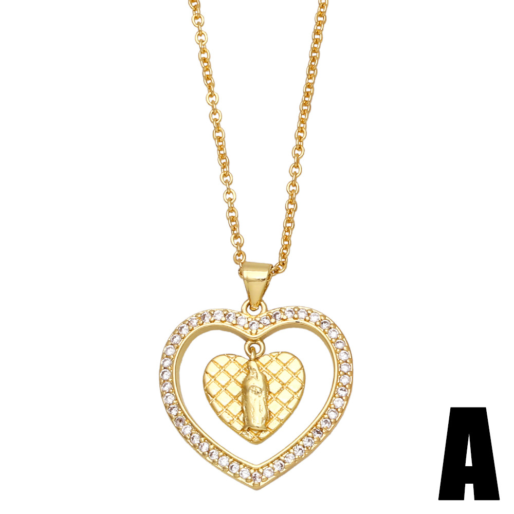 New Fashion Heart Shaped Pendant Virgin Necklace Sweater Chain Female