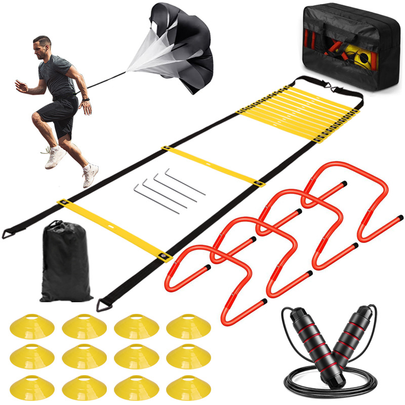 Набор 8: фиксированная 6-метровая 12-секционная лестница + гвозди + зонт сопротивления + 12 дисков + скакалка + 4 препятствия + специальная сумка.