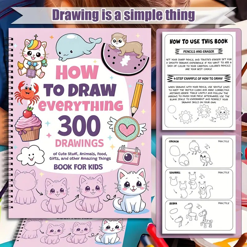 Cross-border new products teach you how to draw 300 cute animal food and exquisite creative patterns painting book