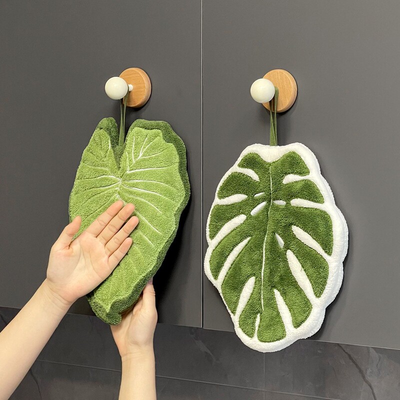 Creative Hanging Plant Leaf Hand Towel, Thickened and Highly Absorbent, Stylish for Kitchen and Bathroom Use Creative Hanging Plant Leaf Hand Towel, Thickened and Highly Absorbent, Stylish for Kitchen and Bathroom Use