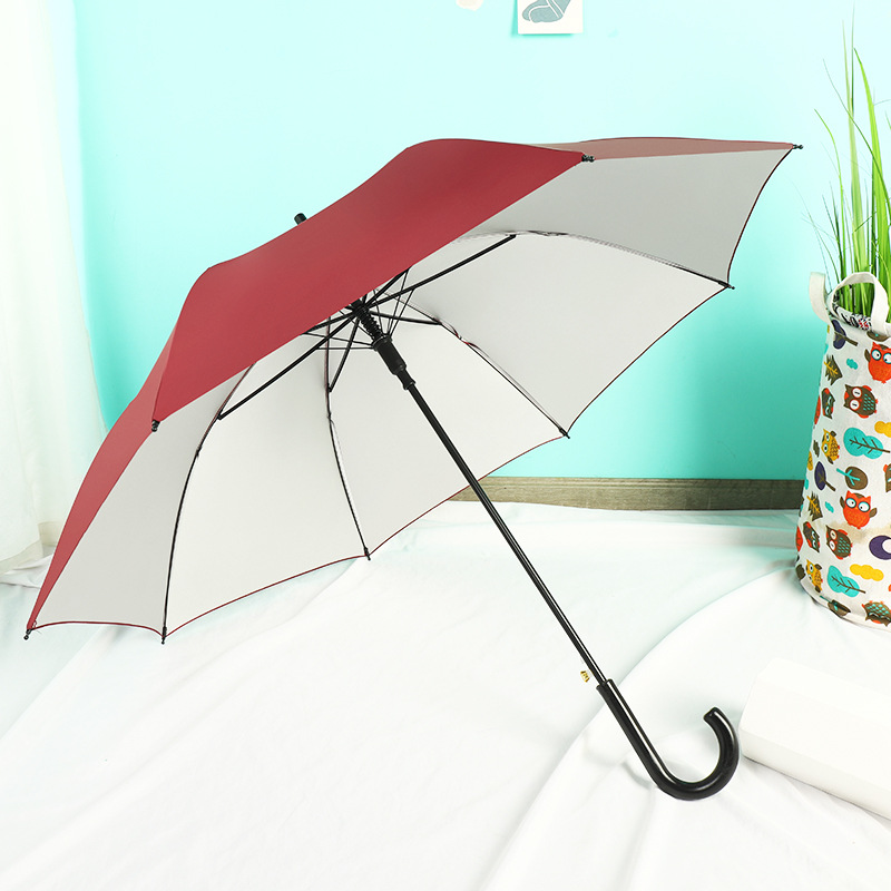 Mango curvo de madera maciza paraguas de golf paraguas de negocios abierto automático de 25 pulgadas paraguas recto de los hombres paraguas de publicidad de logotipo impreso