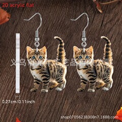 国境を越えたホットセール怒っている黒猫 2D アクリルイヤリング 2025 新しいかわいいクリエイティブデザイン多用途イヤリング