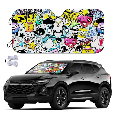 to Install and Store, Sun shade - 130cm70cm-white-graffiti