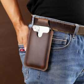跨境热销真皮手机袋 牛皮EDC战术手机包 男士户外腰挂手机保护套