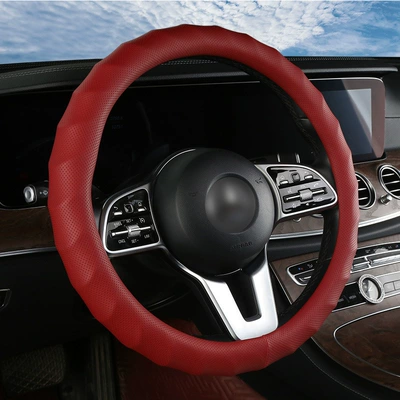 4S Store Car Interiors, Suitable – Steering wheel cover - wine-red-38cm