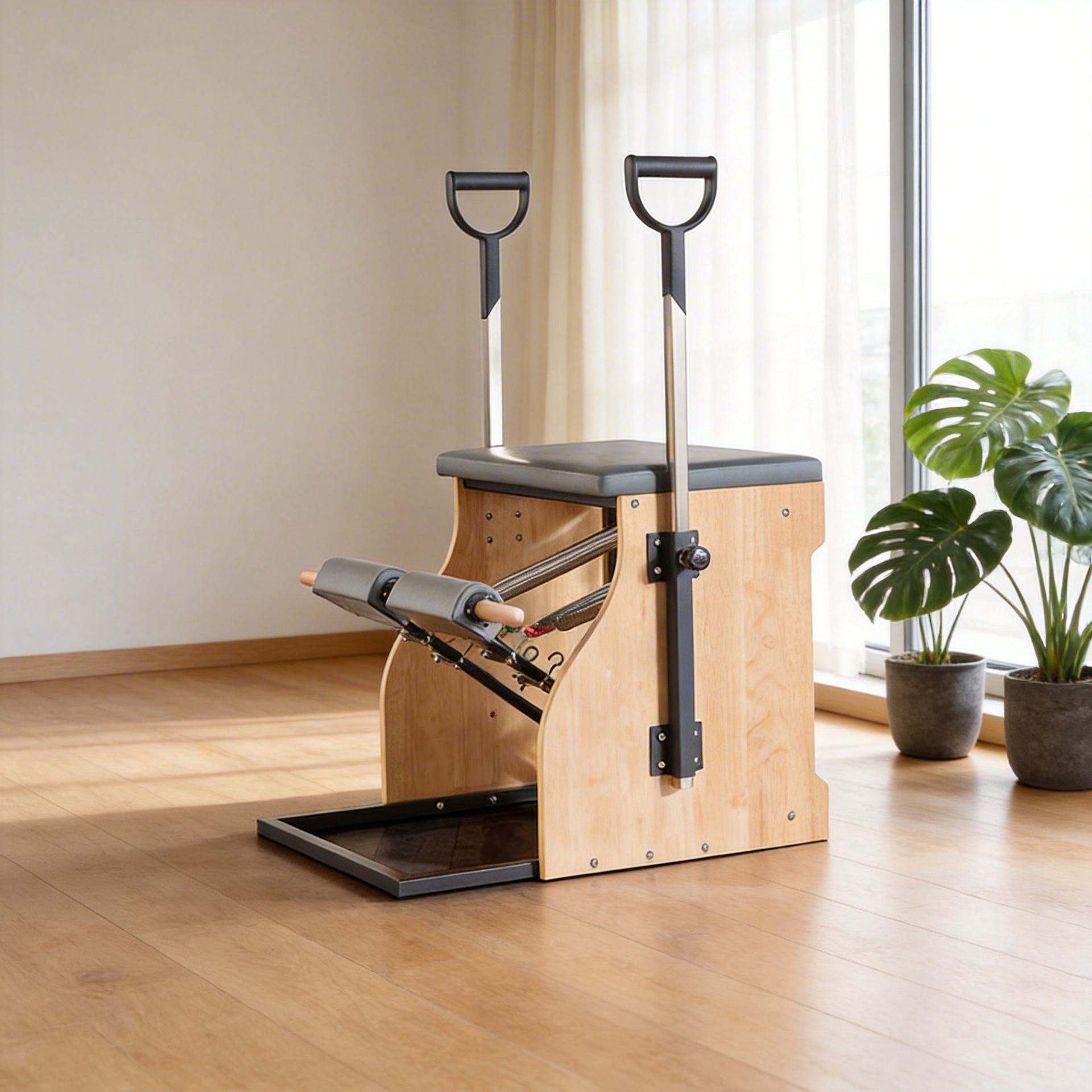 Equipo de Pilates para estudio de yoga, juego de cinco piezas: barril con escalera, cama Cadillac, cama de Pilates de madera de arce, silla de step estable