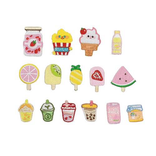 Treasure No. 1 Cute self-adhesive fruit popsicle pearl milk tea embroidery patch clothing patch diy hand account decoration