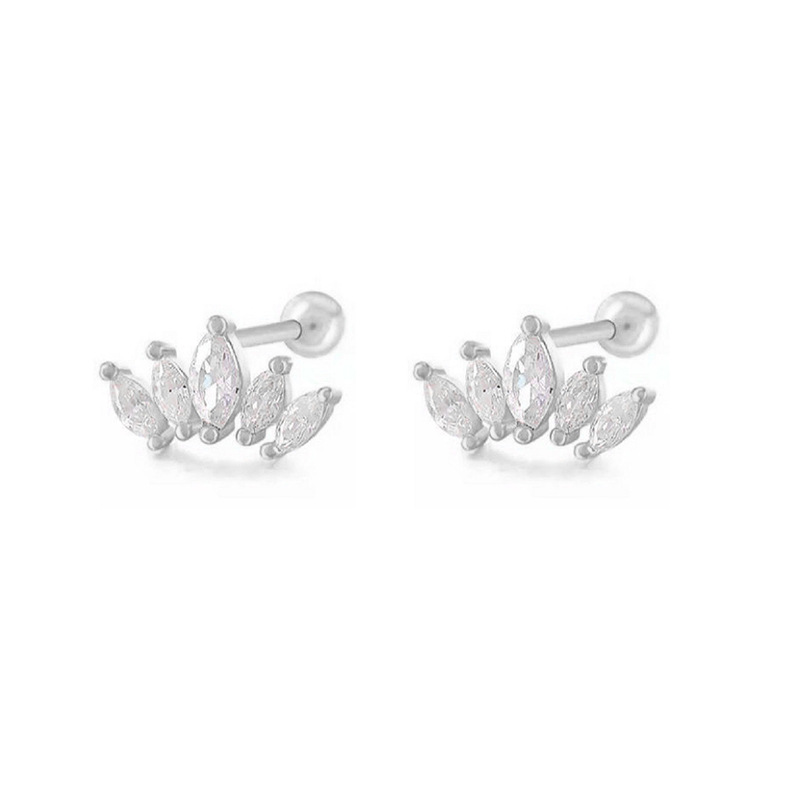 Women's Gender Inlay Design 1 Pair Elegant Lady Simple Style Flower Inlay Copper Zircon Earrings