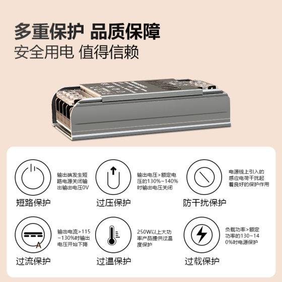LED switching power supply 12V high power heat dissipation transformer ultra-thin strip drive power supply 24V lamp strip transformer