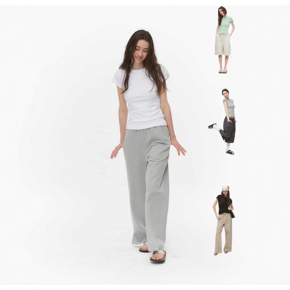 Women's Short-Sleeve Slim-Fit T-Shirt, Casual Base Shirt, Inner Wear, Trendy Top, Pure Cotton