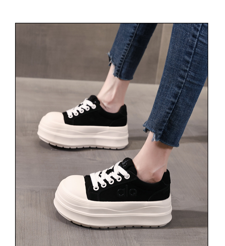 Giày sneaker nữ đế dày tăng chiều cao HY9858 phong cách platform — màu nâu chi tiết 12