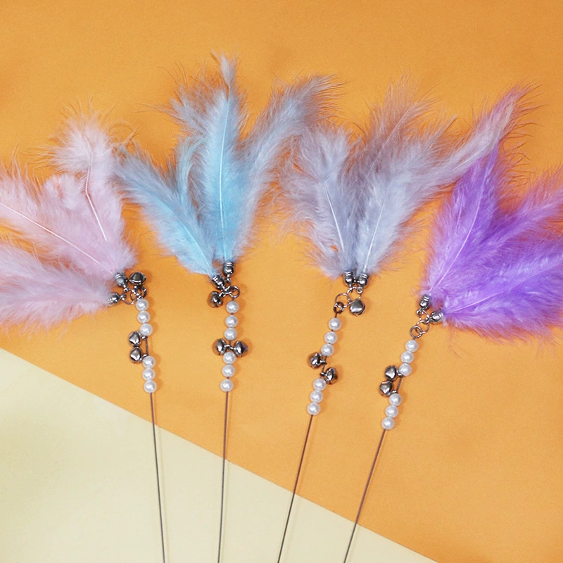 Твизер для кошек. Волшебная палочка для самостоятельного развлечения. Длинный стержень с перьями и звуком колокольчика. Игрушка для кошек. Самообслуживание. Облегчение скуки. Прочная устойчивая к укусам игрушка для кошек.