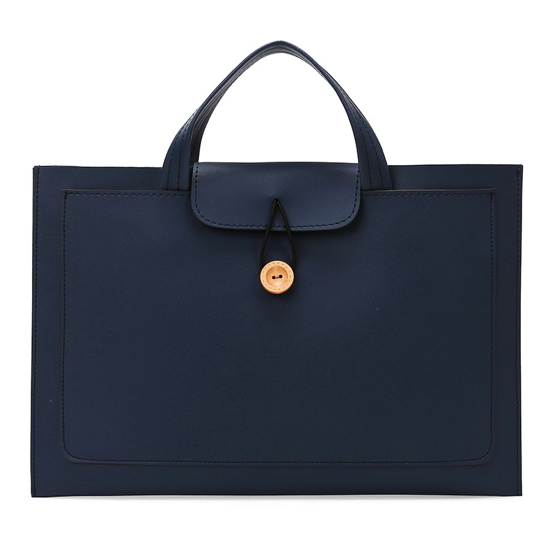 Korean Style Solid Color Minimalist Leather Laptop Bag Professional Handbag Briefcase for Women Business OL Style Document Bag 14 inch - Thumbnail 8