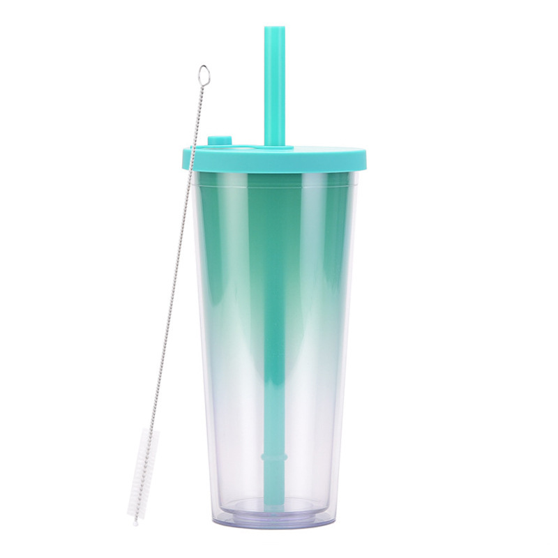 2025 新しいクロスボーダー二層プラスチック大穴ストローカップ透明パールミルクティーカップボバストローカップカスタマイズ|undefined