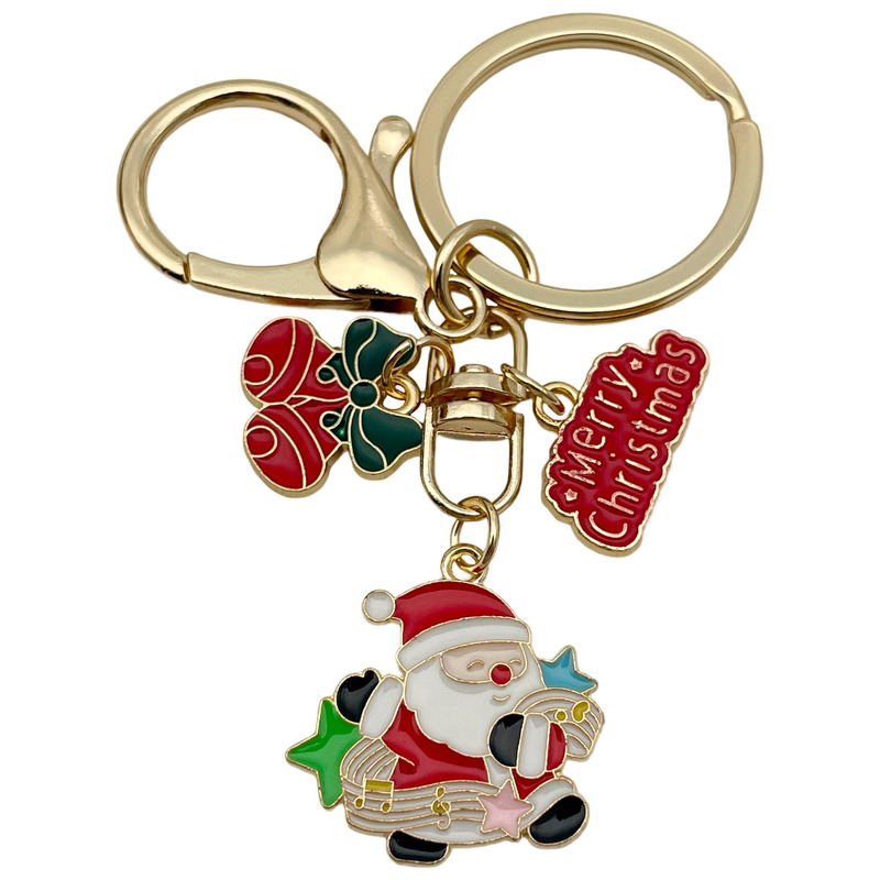 クロスボーダーサンタクロースの日クリスマスツリーデーかわいいキーホルダー合金キーチェーンバッグペンダントジュエリー小さなギフト|undefined
