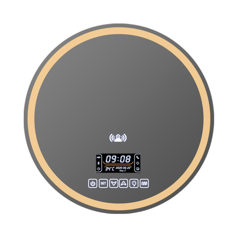 Espejo de baño inteligente LED luminoso espejo de luz redondo con espejo de baño de luz anti-niebla Lavado de Manos baño colgante de pared espejo redondo