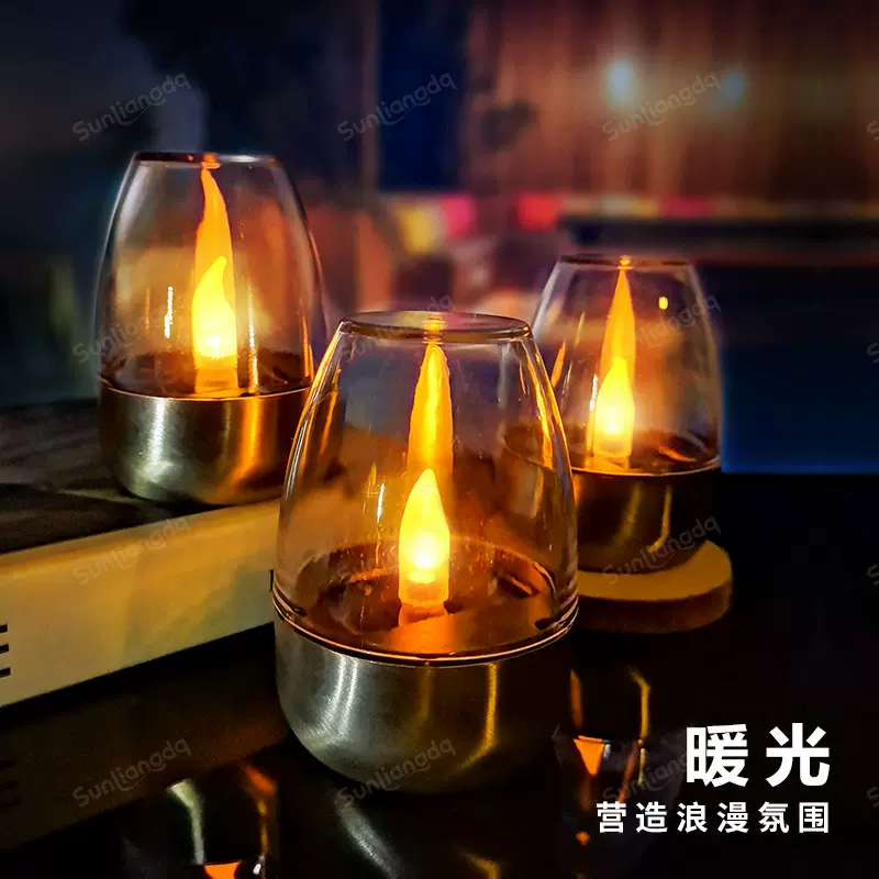 跨境太阳能蜡烛灯装饰氛围太阳能庭院灯户外防水小夜灯仿真蜡烛灯