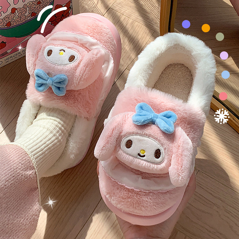 Sanliogou bolsas de tacones de algodón de calentamiento de invierno para mujeres zapatos de algodón de peluche antideslizantes para el hogar EVA