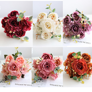 Romantic French hydrangea peony rose artificial bouquet hibiscus rose home decoration dining table decoration wedding flower