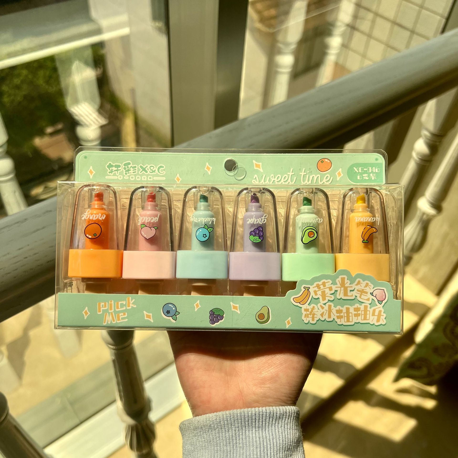 Lindo Corea del Sur fruta Popsicle highlighter traje color notas regalo Día de los niños para estudiantes clave