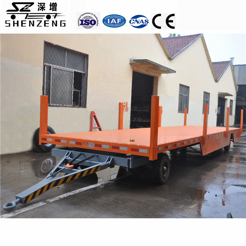 15吨平板车 厂内转运全挂拖车 机场转运平板拖车 叉车拖挂车