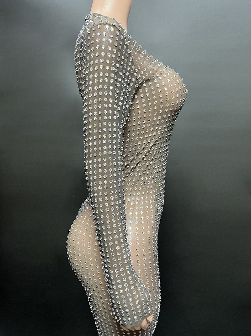 Vêtements pour femmes Novans Spring New Sparkling White Diamond Élégante fente dans le dos Longue longueur au sol Robe de soirée noire slim_voghion.com