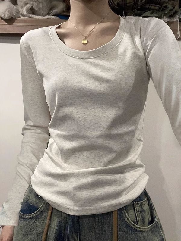 特价螺纹棉2025新款时尚休闲纯色显瘦修身打底衫女秋冬上衣T恤女|undefined