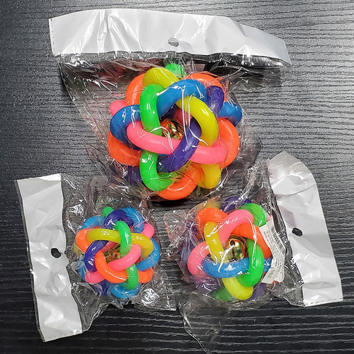 Colorful bell ball small rubber woven ball small dog chewing and making noise pet toy ball pet supplies wholesale