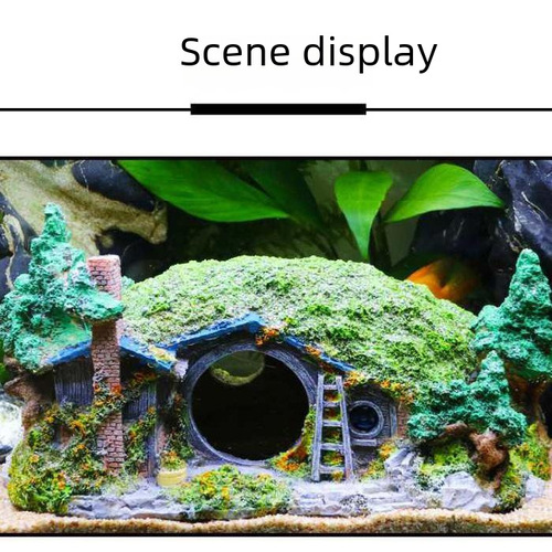 Fish tank landscape decoration aquarium Hobbit creative garden house rock hideout cave turtle hole hideaway