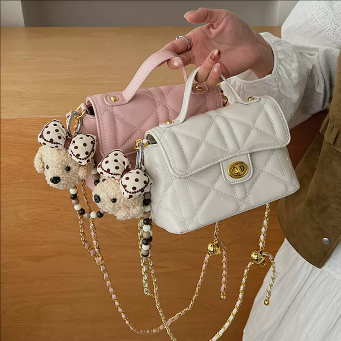 跨境2026新款小香风菱格链条小方包时髦手提包包女通勤单肩斜挎包