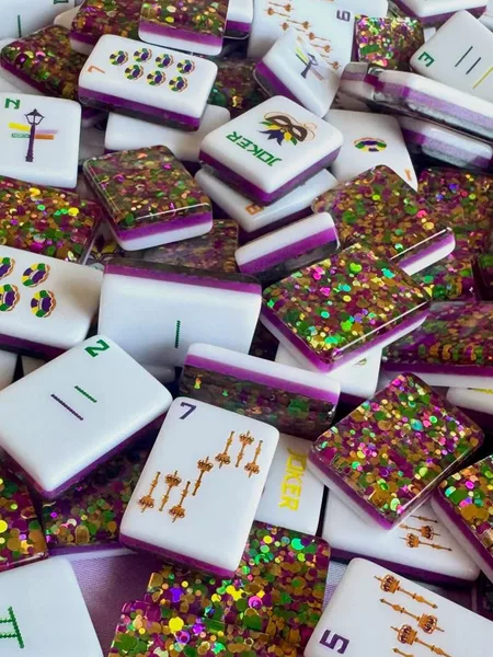 (in Stock) Carnival Flashing American Mahjong Set, Festival Mask Mahjong Game Set