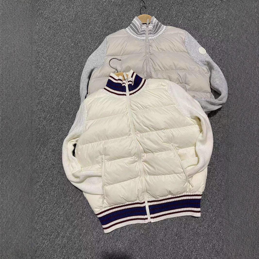 Hazzy's Damen Daunenjacke mit kurzen Strickärmeln und Spleißen, leicht, Stehkragen_voghion.com