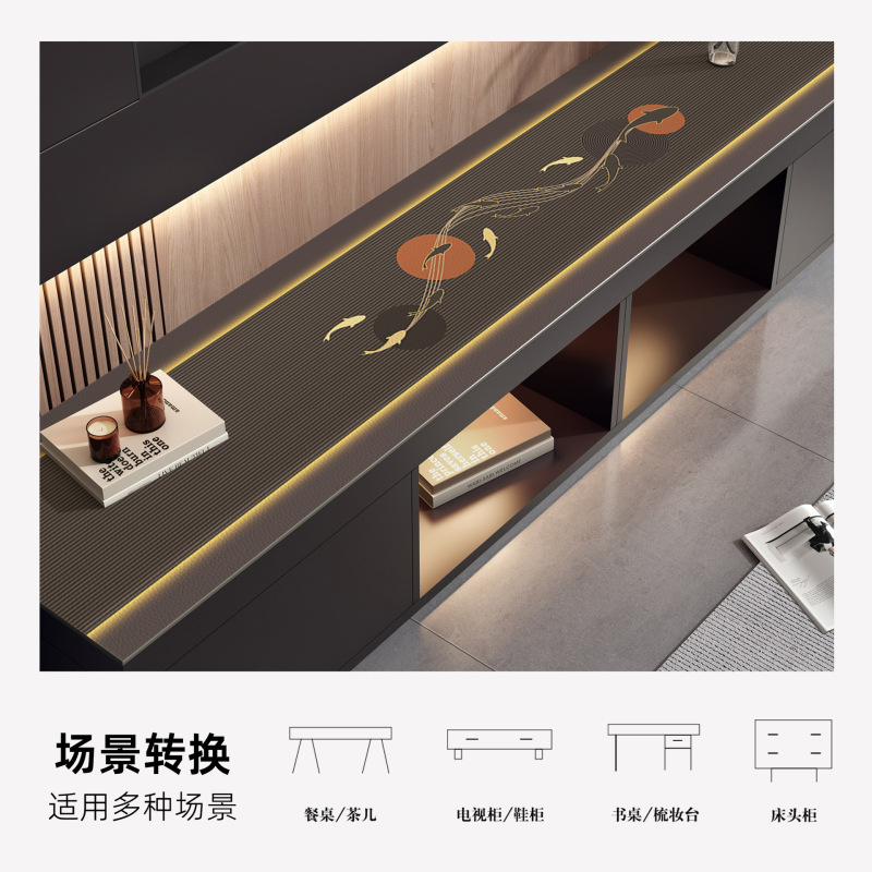 轻奢高级感客厅电视柜皮革桌垫防水防油新款长条家用玄关桌布批发|undefined