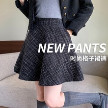 秋季半身裙女新款格子小香风短裙高腰显瘦洋气通勤A字百搭裤裙子