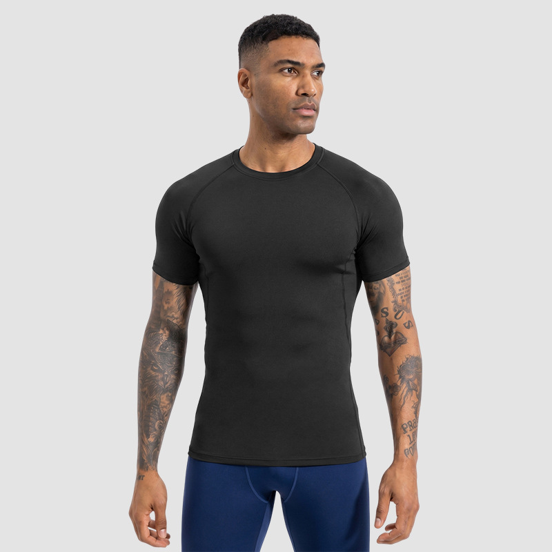 Fábrica de ropa Haolin personalizada ropa de fitness negra para hombres camisetas deportivas de manga corta al aire libre