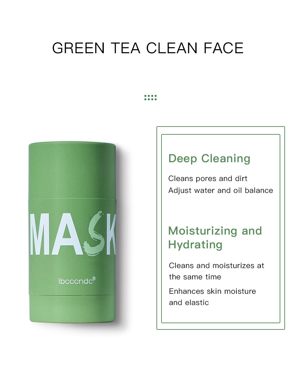 Carina Green Tea Solid Cleansing Schlamm auftragen, feuchtigkeitsspendende Gesichtsmaske für Männer und Frauen_voghion.com
