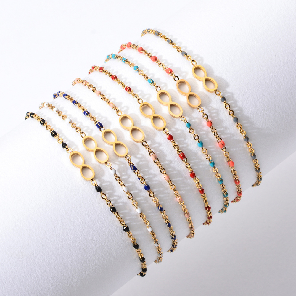 Bracelets Classification Simple Style Commute Infinity Stainless Steel Enamel Plating Bracelets