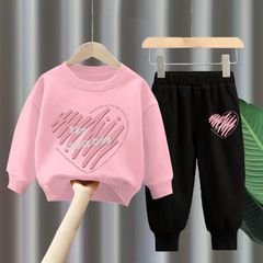 2024 女の子スポーツスーツ春と秋カジュアルスポーツ子供トレーナー女の赤ちゃん秋服西洋スタイルツーピーススーツ