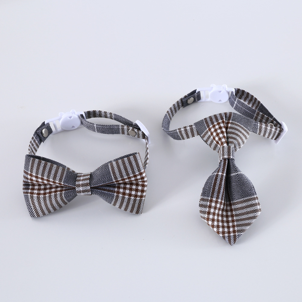 Pet British gentleman plaid striped bow tie collar cat dog antisuffocation accessoriespicture3