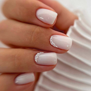 Wear a piece of solid color cross-border foreign trade short white nail art piece of rectangular high-level fake nails
