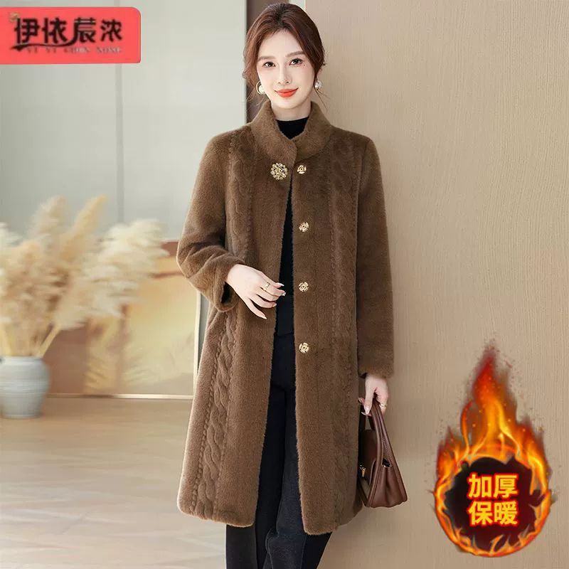 Шуба из меха норки для женщин среднего и старшего возраста, новая зимняя утепленная модель 2025 года, цельная шуба оптом