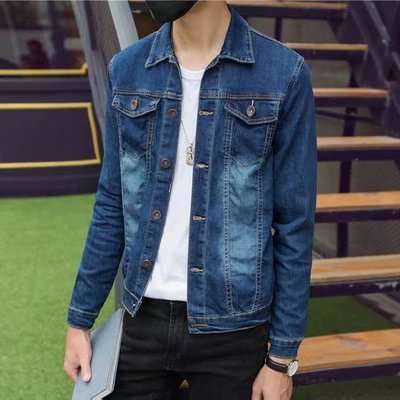 23 Men's Korean Style Fitted Casual Denim Jacket Spring and Autumn Season Student Trendy Cool Denim Coat