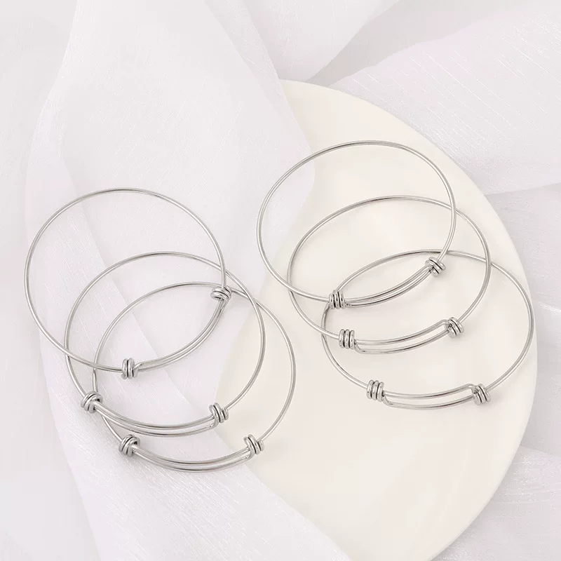 Adjustable Stainless Steel Bracelet, 304 Stainless, Elastic Wire, 65 mm