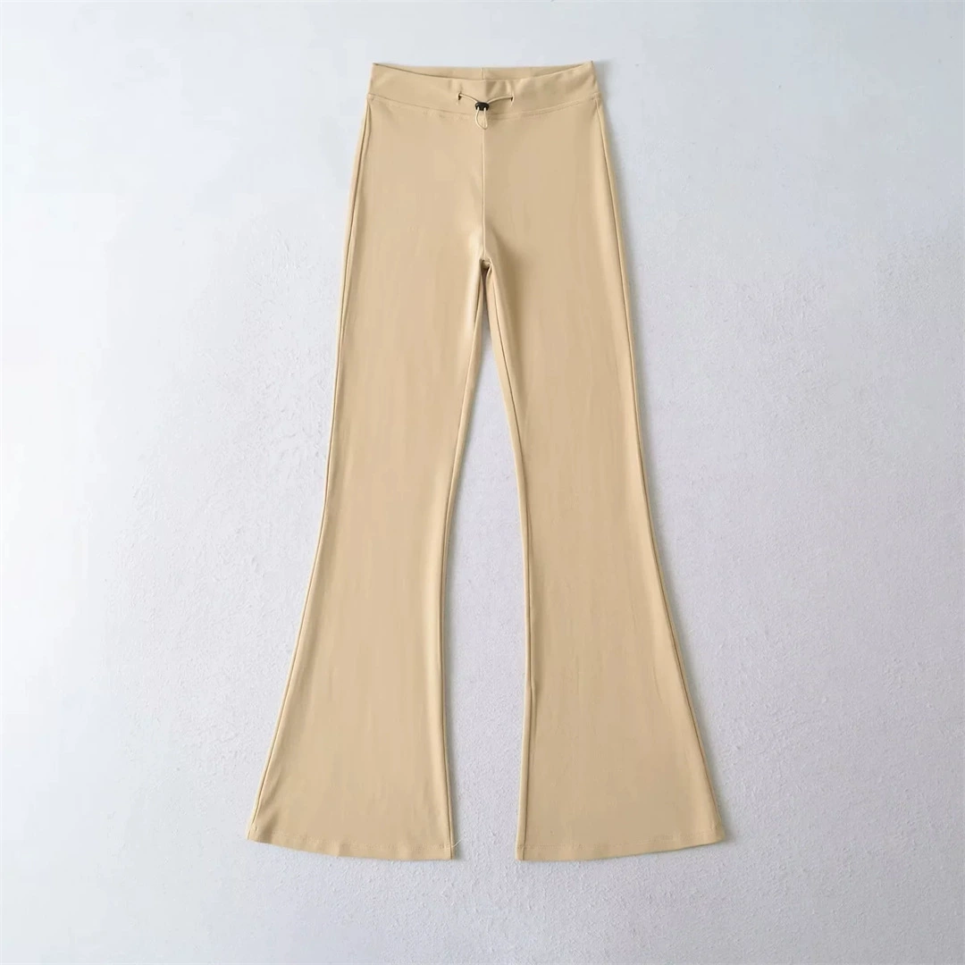 Весенние эластичные расклешённые брюки, облегающие повседневные брюки, шнуровка, тренд сезона, акцент на бёдрах
