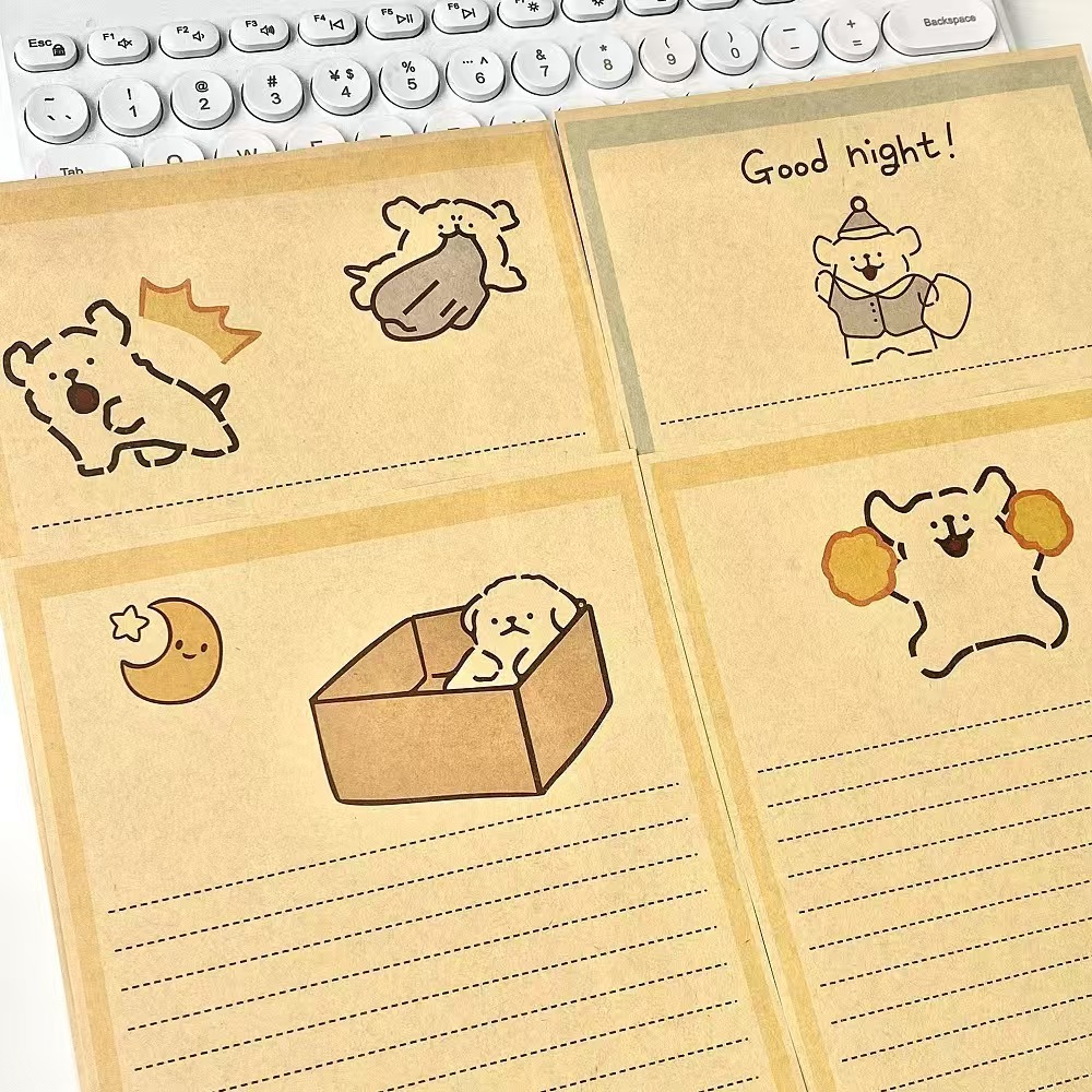 Estudiantes creativos lindos cajas de dibujos animados perros de alto valor de cara engrosado papel kraft sobre carta simple inswind